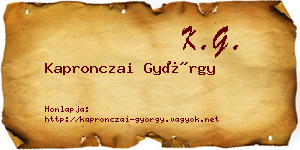 Kapronczai György névjegykártya